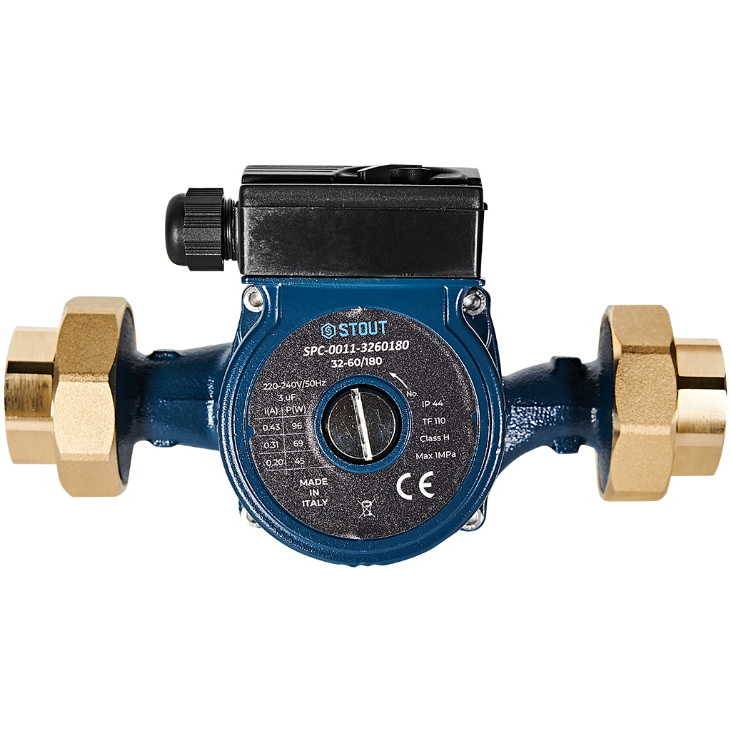 Циркуляционный насос STOUT 32-60/180 220/240V 50Hz с латунными гайками G2 x Rp 1 1/4, SPC-0011-3260180