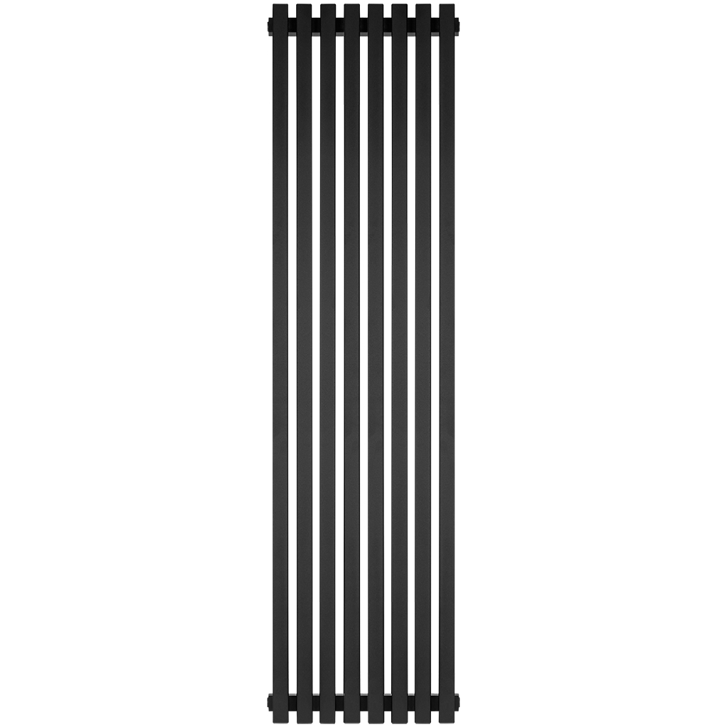Стальной трубчатый радиатор STOUT TUBE QUADRO 8 секций нижнее правое подключение QV40-1750-8 R RAL1T103S9005 (черный матовый муар), STQV4017508RRAL1T103S9005