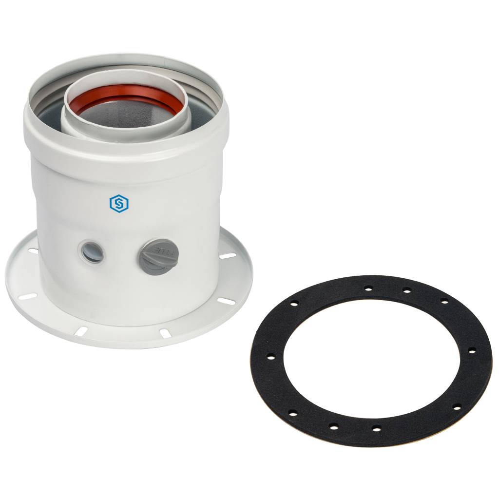 *SCA-6010-240100 STOUT Элемент дымохода DN60/100 адаптер для котла вертикальный коаксиальный (совместимый с Bosch, Buderus)(с логотипом), SCA-6010-240100