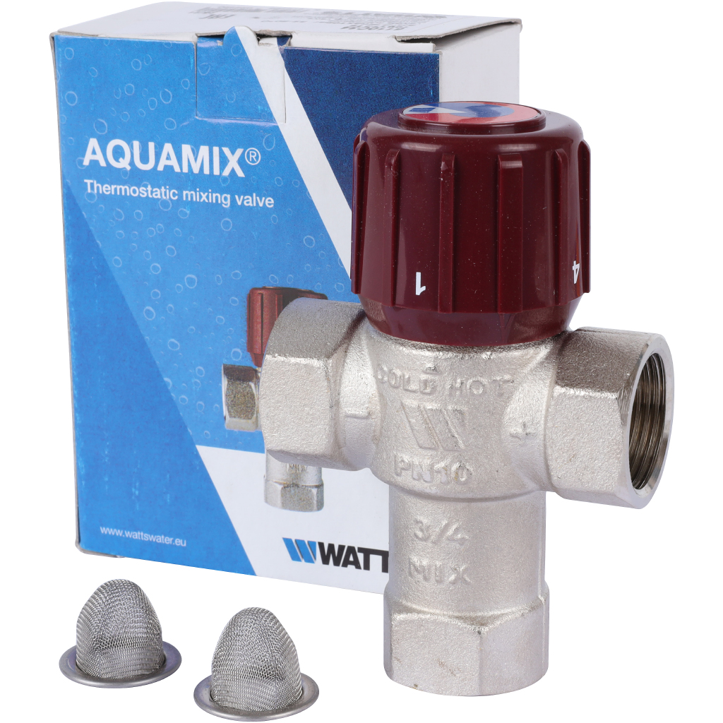 Термостатический смесительный клапан Watts AM6110C34 3/4 AQUAMIX 32-50C, 10017418