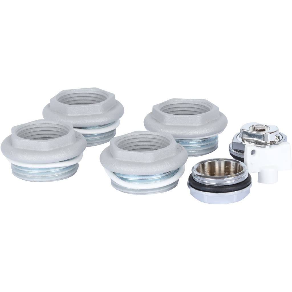 011048 08 Global KIT 3/4 Присоединительный набор для радиатора (цвет cod.08 grigio argento opaco metallizzato 2676 (серый)), A048KIT3/408