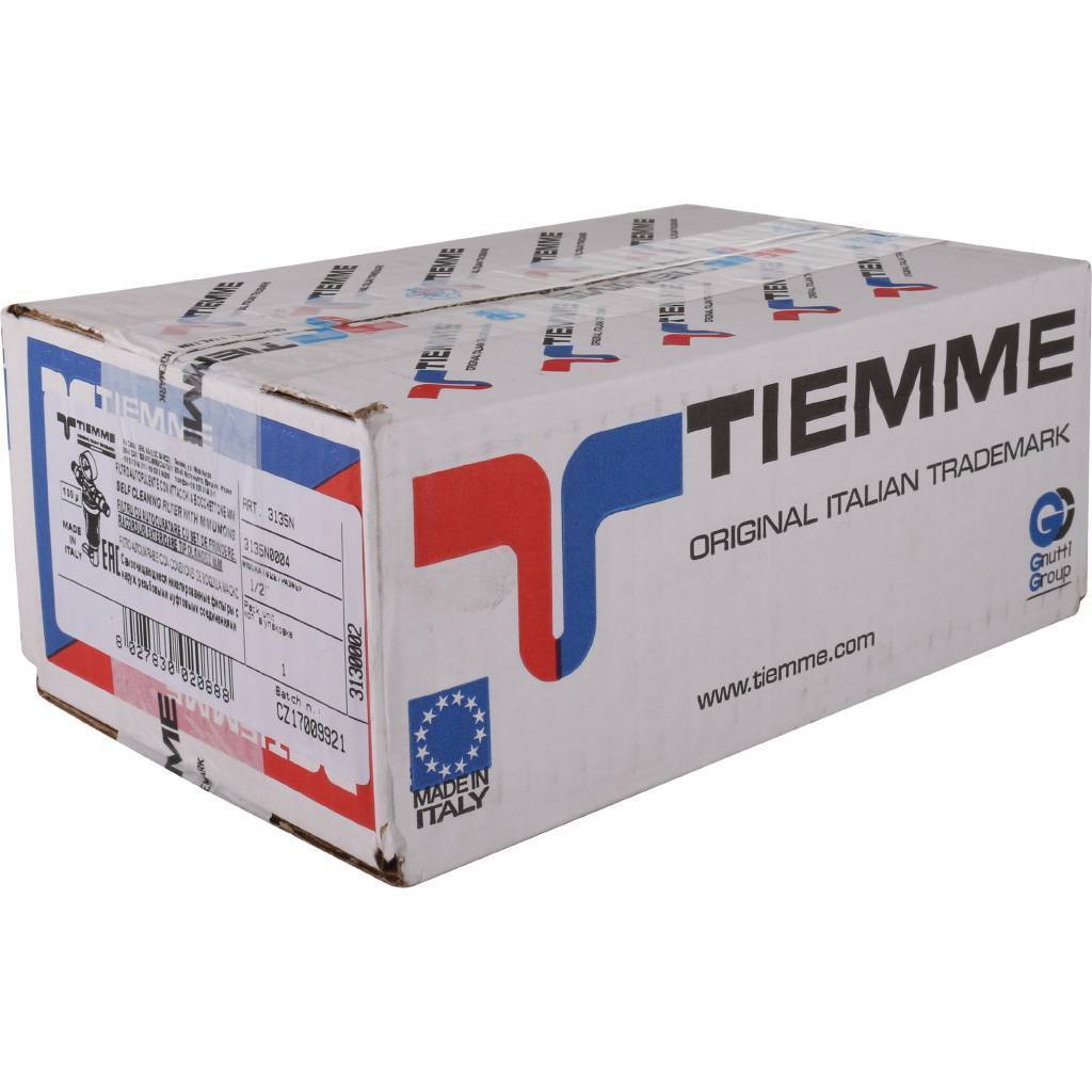 Фильтр с манометром TIEMME 1/2 со сгонами, с прозрачной пластиковой колбой, промывной, 3130002