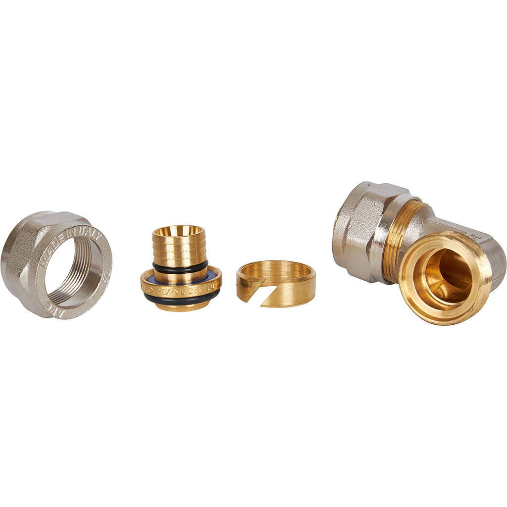 Угольник STOUT  90° 26х26 для металлопластиковых труб винтовой, SFS-0003-002626