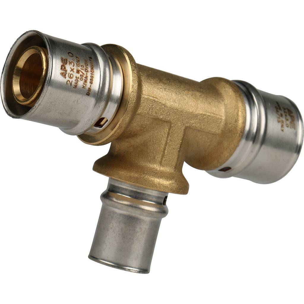 Тройник переходной STOUT 32х20х26 для металлопластиковых труб прессовой, SFP-0005-322026