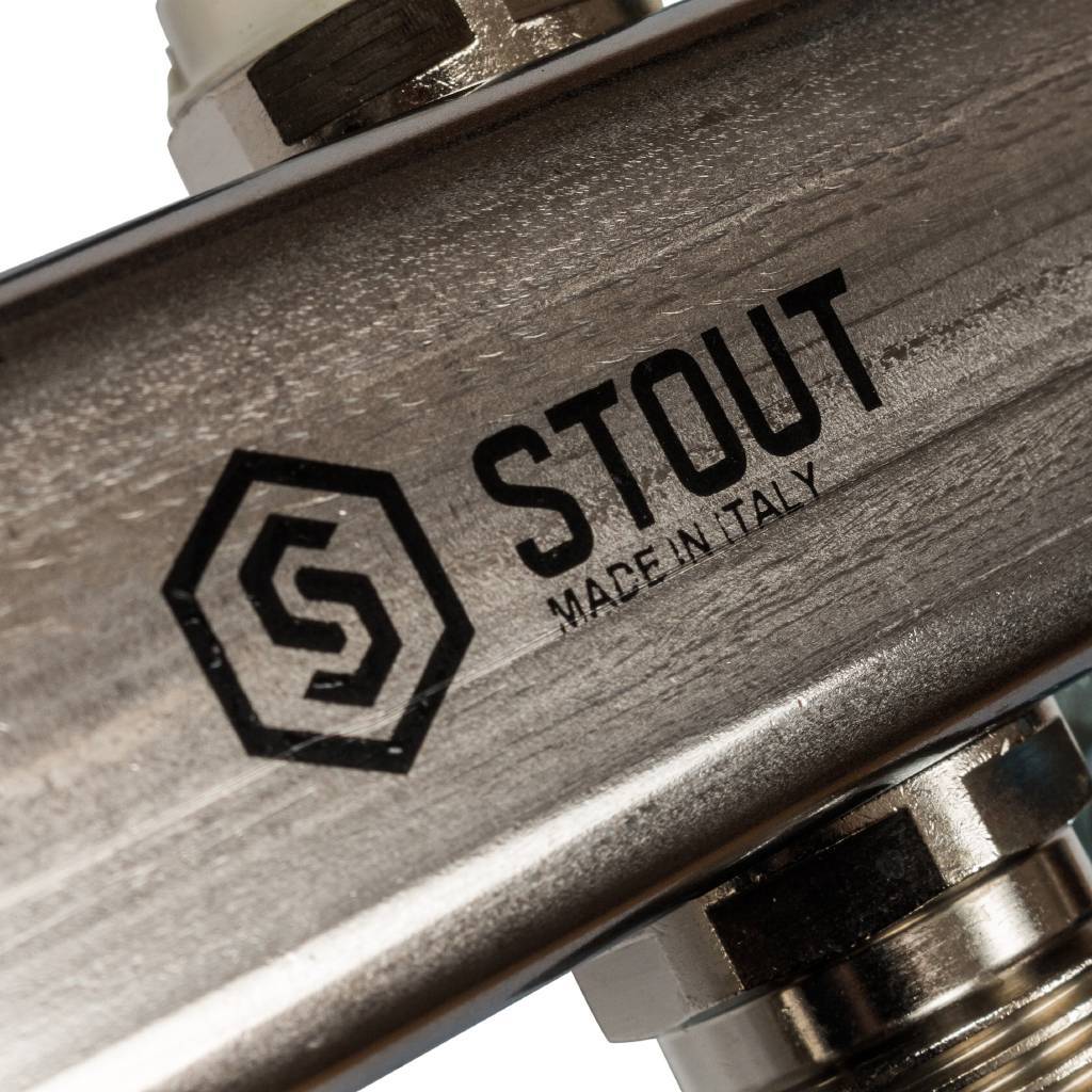 Коллектор из нержавеющей стали для радиаторной разводки STOUT 7 выходов, SMS 0923 000007