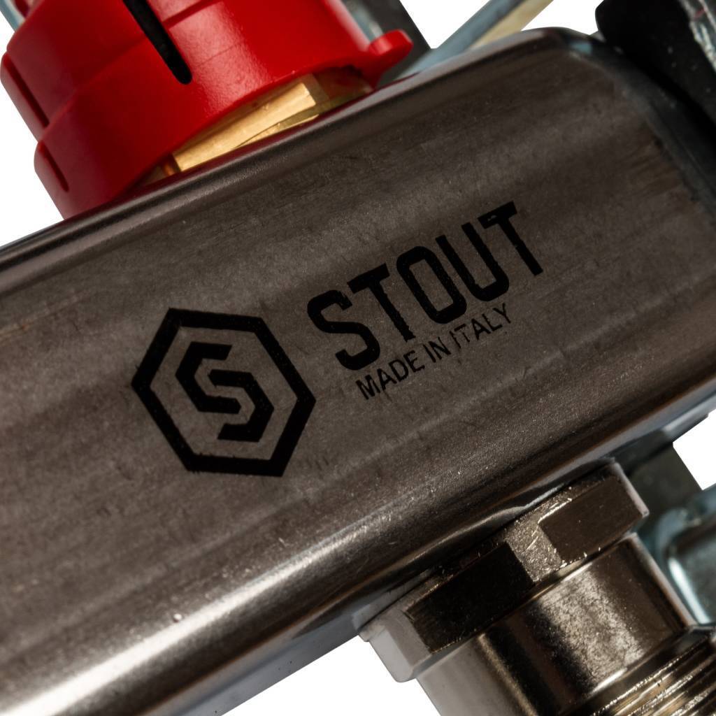Коллектор из нержавеющей стали с расходомерами STOUT 7 выходов, SMS 0917 000007