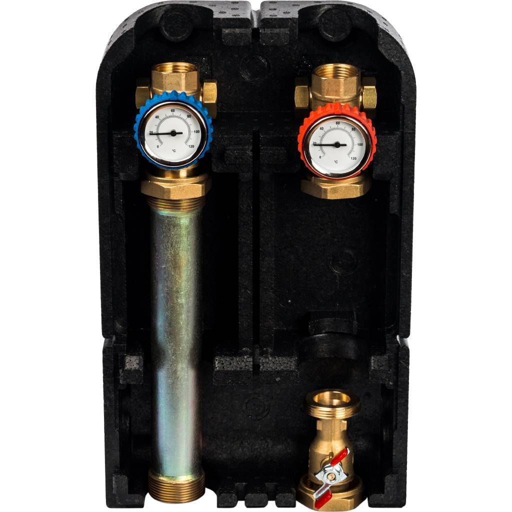 Насосная группа STOUT SDG-0001 с прямым контуром 1 без насоса в теплоизоляции, SDG-0001-002501