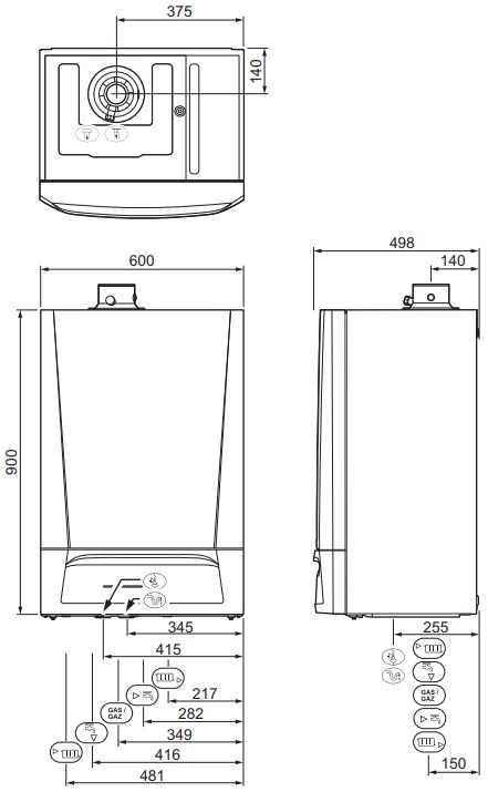 Газовый настенный котел DeDietrich EVODENS AMC 25/39 BIC 38,5 кВт с буферным баком для ГВС 40 л с автоматикой DIEMATIC Evolution, с монтажной рамой, без дымохода, 7670372