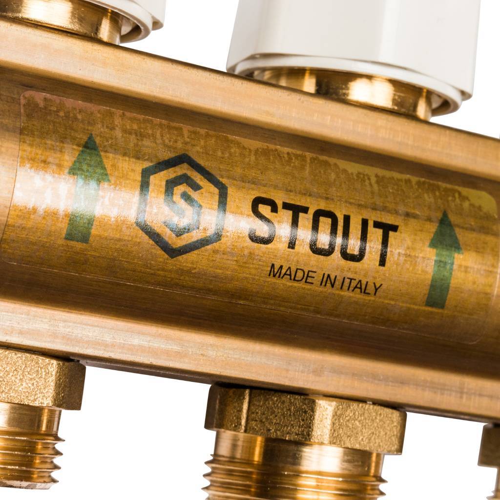Распределительный коллектор из латуни с расходомерами STOUT 12 выходов, SMB 0473 000012