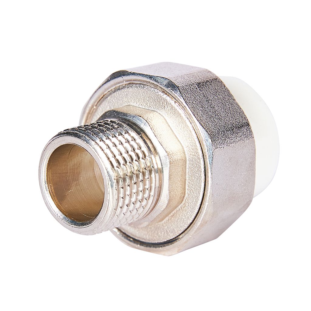 Муфта комбинированная Pro Aqua d=20-1/2 PP-R разъемная (американка) УСИЛЕННАЯ НР Белая, PA21008S