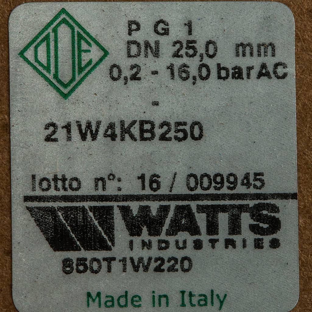 Соленоидный клапан Watts 850Т (850Т1W220) для систем водоснабжения 1 230V Н.З., 10023640