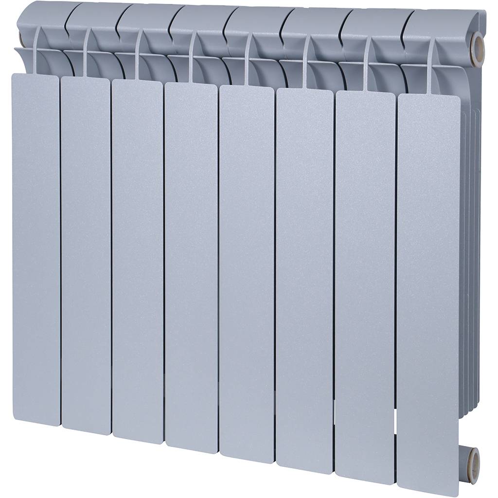 Радиатор биметаллический Global STYLE PLUS 500 8 секций боковое подключение (цвет cod.08 grigio argento opaco metallizzato 2676 (серый)), 155270
