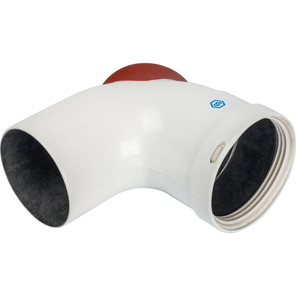 *SCA-0080-010090 STOUT Элемент дымохода отвод 90° DN80 с инспекционным патрубком, SCA-0080-010090