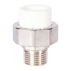 Муфта комбинированная Pro Aqua d=20-1/2 PP-R разъемная (американка) УСИЛЕННАЯ НР Белая, PA21008S