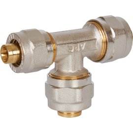 Тройник переходной STOUT 20x20x16 для металлопластиковых труб винтовой, SFS-0010-202016