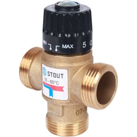 Термостатический смесительный клапан для систем отопления и ГВС STOUT 1 НР 35-60C Kvs 2,5, SVM-0120-256025
