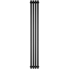 Стальной трубчатый радиатор STOUT TUBE QUADRO 4 секции боковое подключение QV40-1750-4 RAL1T103S9005 (черный матовый муар), STQV4017504RAL1T103S9005