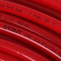 Труба из сшитого полиэтилена STOUT PEX с кислородным слоем, красная, 16х2,0 (бухта 100 метров), SPX-0002-101620