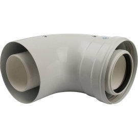 *SCA-8610-010090 STOUT Элемент дымохода конденсац. угол 90° DN60/100 м/п с инспекционным окном PP-FE, SCA-8610-010090