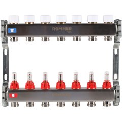 Коллектор из нержавеющей стали с расходомерами ROMMER 7 выходов, RMS-1200-000007