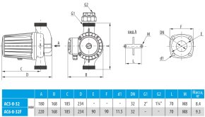Насос циркуляционный AQUARIO AC 6-8-32F, 5683