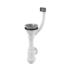 Сифон для мойки AlcaPlast с нержавеющей peшeткой DN115 и гофропереливом, A447-DN50/40