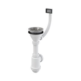 Сифон для мойки AlcaPlast с нержавеющей peшeткой DN115 и гофропереливом, A447-DN50/40
