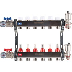 Коллектор из нержавеющей стали в сборе с расходомерами ROMMER 6 выходов, RMS-1210-000006