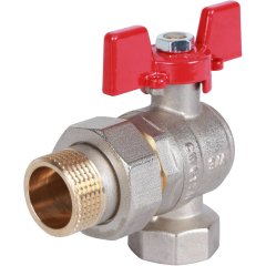 Кран шаровой ROMMER угловой с американкой 3/4 ВН/НР, ручка бабочка, RBV-0006-0610220