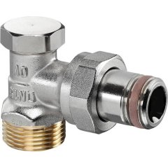 Вентиль OVENTROP Combi 2, угловой, DN-15, 3/4, 1/2, Н ЕК-Н, PN, бар-10, T°C -от +2 до +120, латунь, никелированный, НГ со штуцером, предварительная настройка, отключение, 1091072