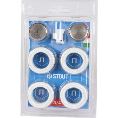 Универсальный монтажный комплект STOUT для подключения радиатора 3/4 RAL 9016, SKU-0111-000134