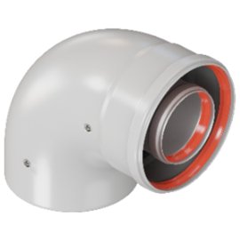 Отвод 90° традиционный коаксиальный ROMMER D60(п-м)/100(п-м), RCA-6010-000090