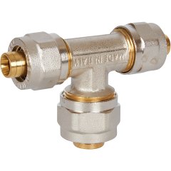 Тройник переходной STOUT 16x20x16 для металлопластиковых труб винтовой, SFS-0010-162016
