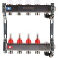 Коллектор из нержавеющей стали с расходомерами ROMMER, с клапаном вып. воздуха и сливом 4 выхода, RMS-1201-000004