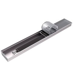 Внутрипольный конвектор ROMMER RCN1-1000 140х200х4700 (Решётка роликовая, анодированный алюминий) универсальное подключение, RCN1-1000-1420470