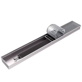 Внутрипольный конвектор ROMMER RCN2-1000 100х260х3900 (Решётка роликовая, анодированный алюминий) универсальное подключение, RCN2-1000-1026390