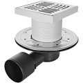 Сливной трап AlcaPlast 105x105/50/75 мм боковой сток, решетка из нержавеющей стали, фланец из нержавеющей стали, воротник изоляции 2–го уровня, гидрозатвор сухой и мокрый, APV3444