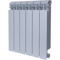 Радиатор биметаллический Global STYLE PLUS 500 6 секций боковое подключение (цвет cod.08 grigio argento opaco metallizzato 2676 (серый)), 155269