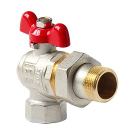 Кран шаровой полнопроходной угловой Pro Aqua D 1 со сгоном, ручка-бабочка, Н-В, EWB69-M25-F25x