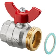 Кран шаровой Oventrop муфтовый G1 BP х G1 HP с плоским уплотнением ручка бабочка, 1406384