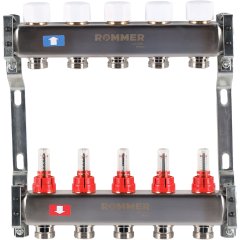 Коллектор из нержавеющей стали с расходомерами ROMMER 5 выходов, RMS-1200-000005
