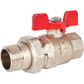 Кран шаровой полнопроходной с американкой STOUT ВР/НР, ручка бабочка 1 (EPDM), SVB-1007-000025