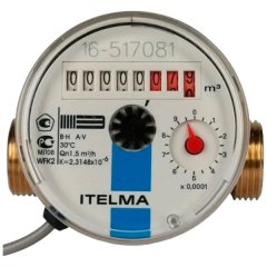 Счетчик холодной воды ITELMA (Ду=15мм, L=80мм, Qном=1,5 м3/ч, импульсный выход ГЕРКОН), WFK24.D080-0-R-L-10-IP54