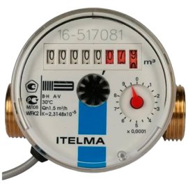 Счетчик холодной воды ITELMA (Ду=15мм, L=80мм, Qном=1,5 м3/ч, импульсный выход ГЕРКОН), WFK24.D080-0-R-L-10-IP54