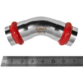 Угольник ROMMER 45° ВПр-ВПр, 18, из нержавеющей стали прессовой, RSS-1005-000018