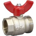 Кран шаровой Oventrop муфтовый G1 BP х G1 HP с плоским уплотнением ручка бабочка, 1406384