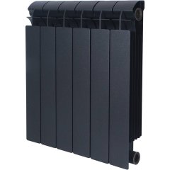 Радиатор биметаллический Global STYLE PLUS 500 6 секции боковое подключение (цвет cod.07 grigio scuro opaco mettalizzato 2748 (черный)), 155262