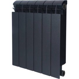 Радиатор биметаллический Global STYLE PLUS 500 6 секции боковое подключение (цвет cod.07 grigio scuro opaco mettalizzato 2748 (черный)), 155262