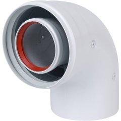 Отвод Baxi KHG (New) DN 60/100 коаксиальный 90 (трубопровод), без муфты, KHG71410151-