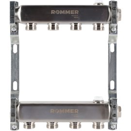 Коллектор из нержавеющей стали ROMMER для радиаторной разводки 4 выхода, RMS-4401-000004